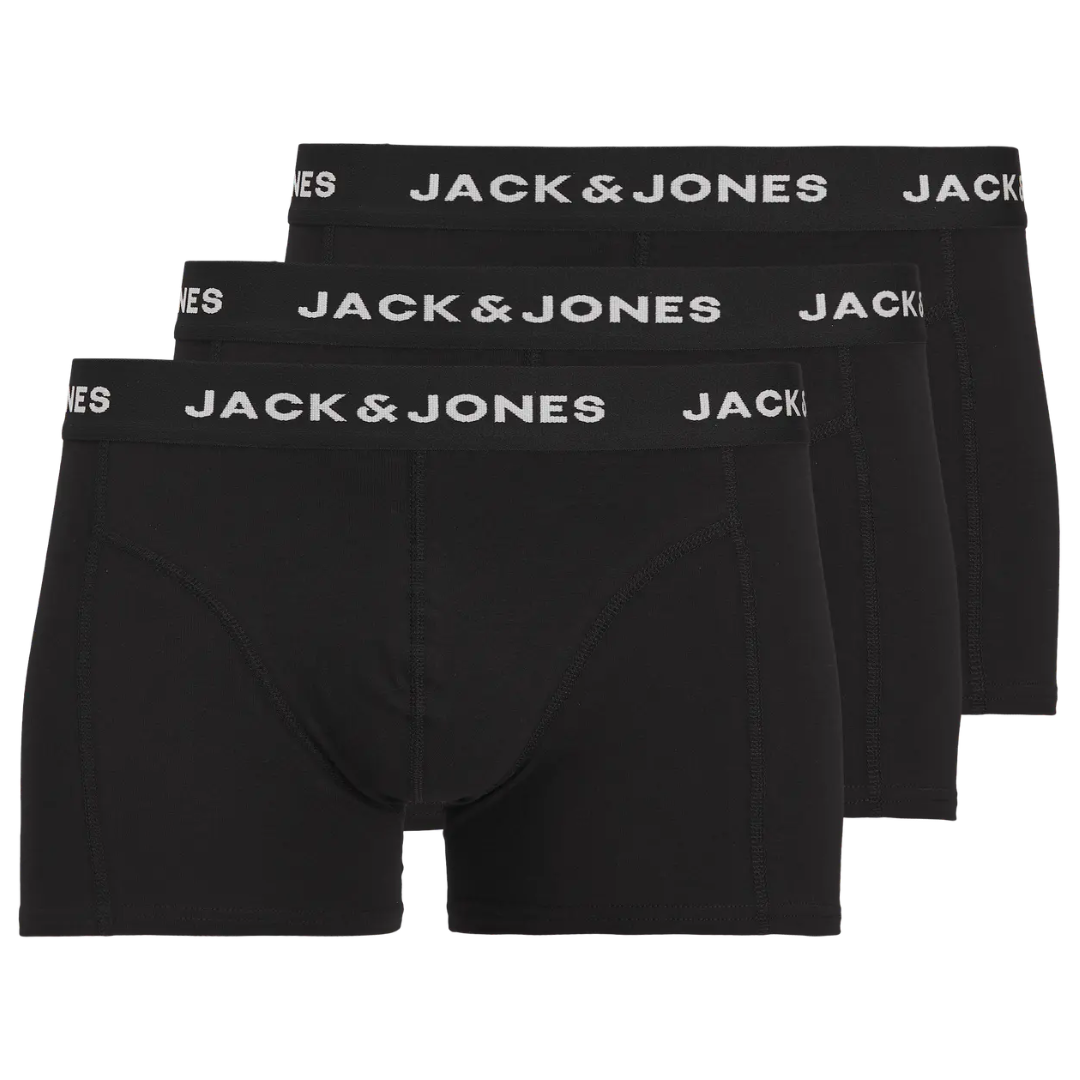 J&J Muške Bokserice JACANTHONY TRUNKS 3 PACK BLACK